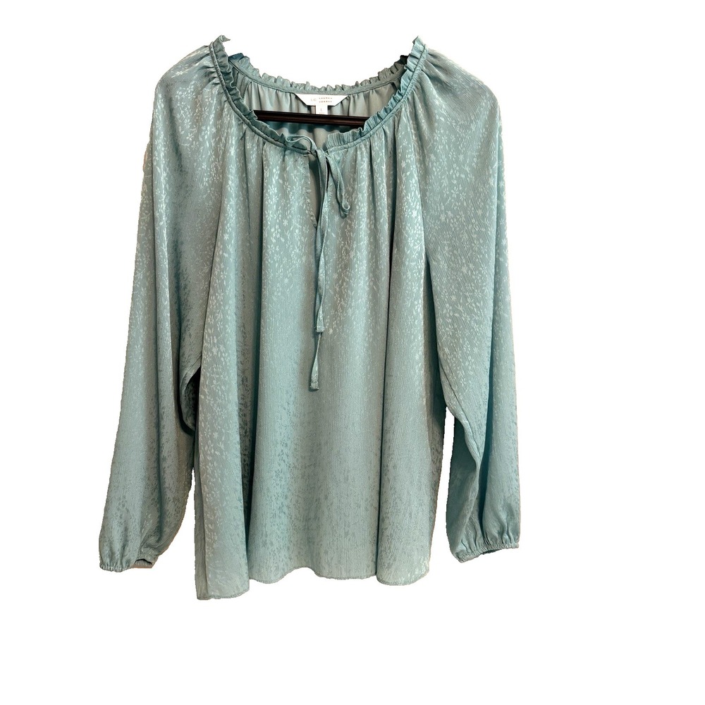 LC Lauren Conrad Long Sleeve Mint Green Top L Sheen Testure Feminine Dainty Chic
